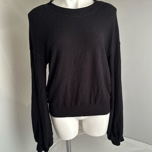 Free People Beach black soft textured pullover sweatshirt M